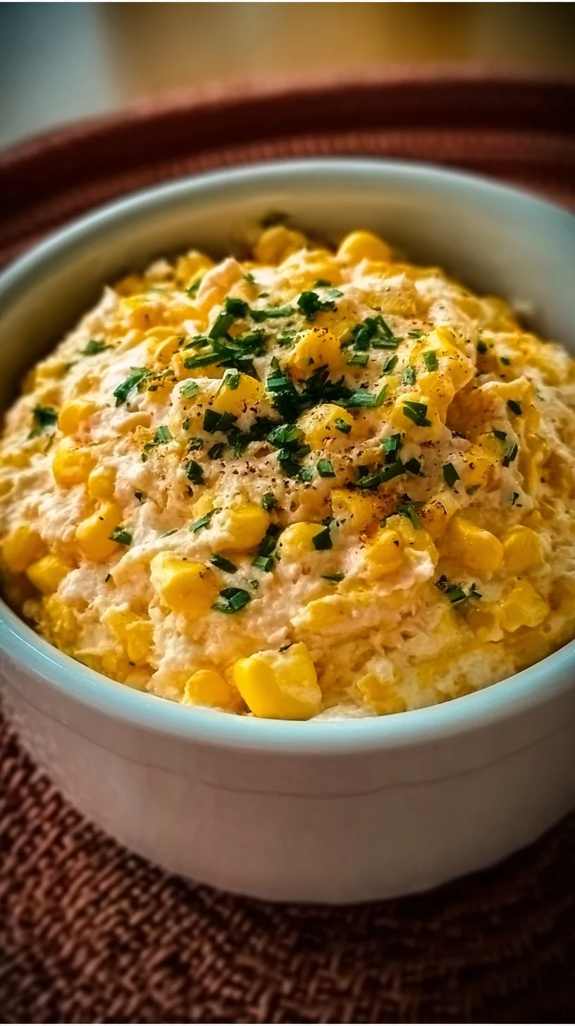 Corn Dip 1 Delicious bowl of creamy corn dip served with tortilla chips