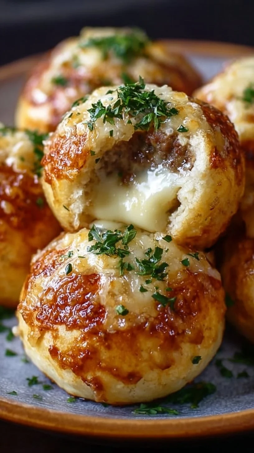 Delicious Garlic Parmesan Cheeseburger Bombs ready to serve