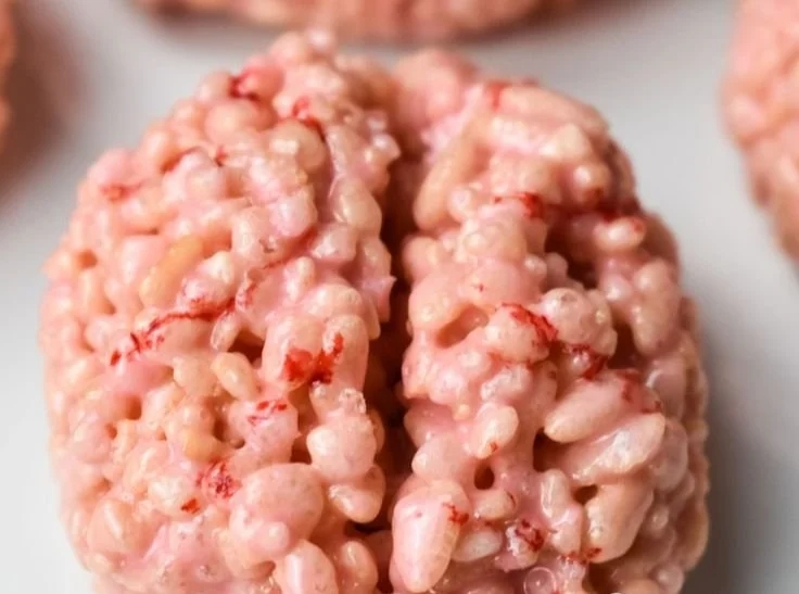 Marshmallow Rice Bubbles shaped like brains for Halloween treats