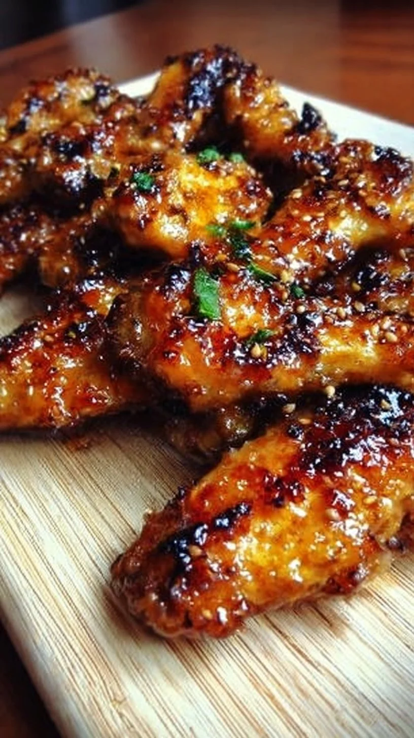 Pineapple-Teriyaki Wings 1 Delicious Pineapple-Teriyaki Wings garnished with fresh herbs