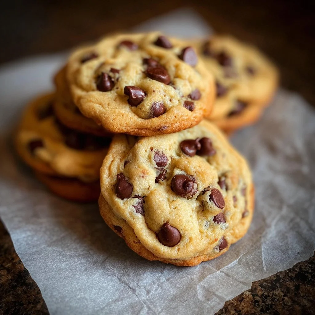 Delicious soft chocolate chip cookies on a plate