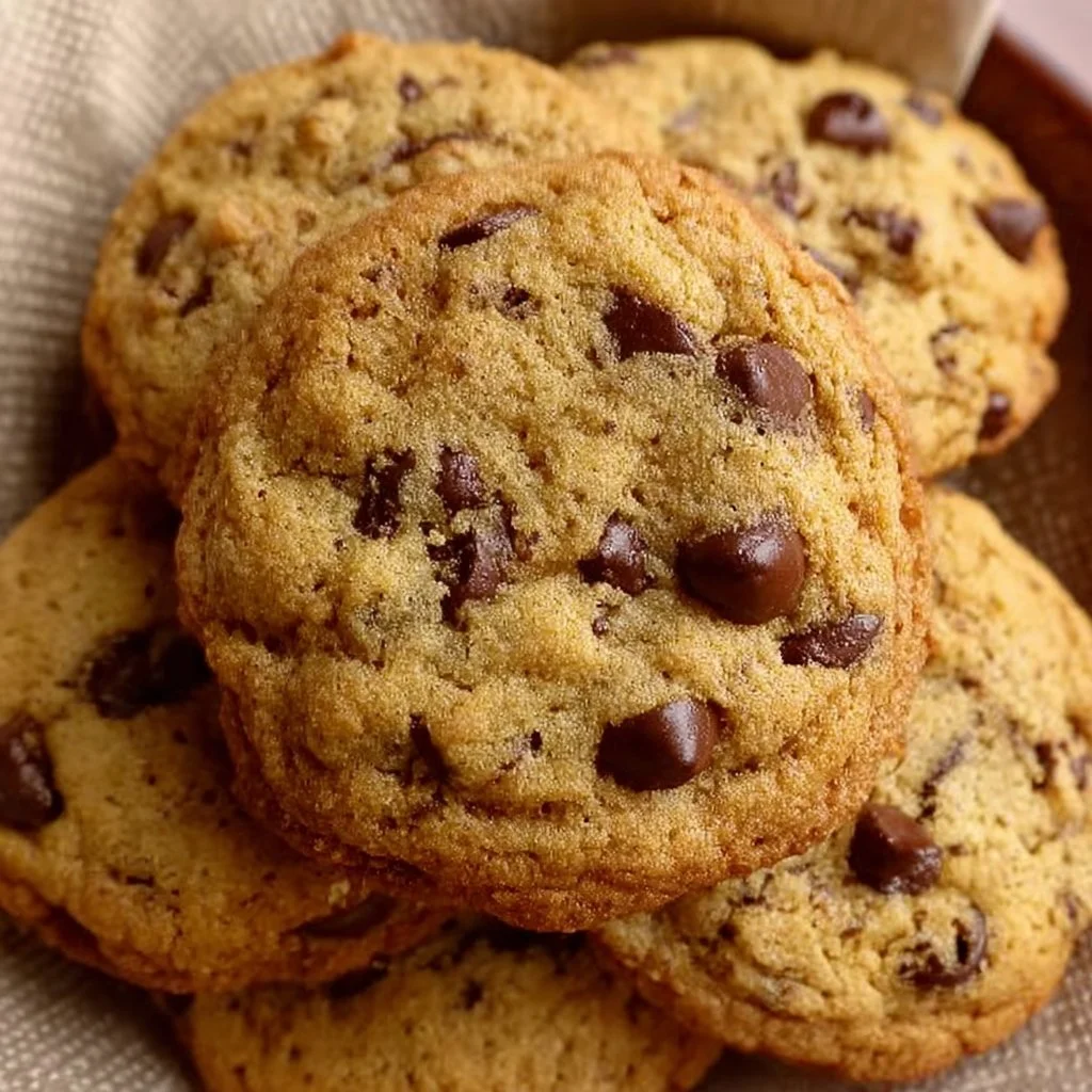 Freshly baked chocolate chip cookies on a cooling rack