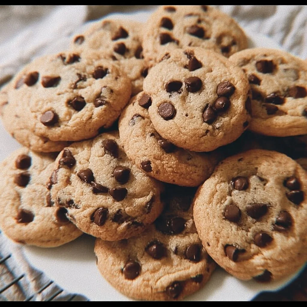 Deliciously chewy chocolate chip cookies fresh out of the oven.