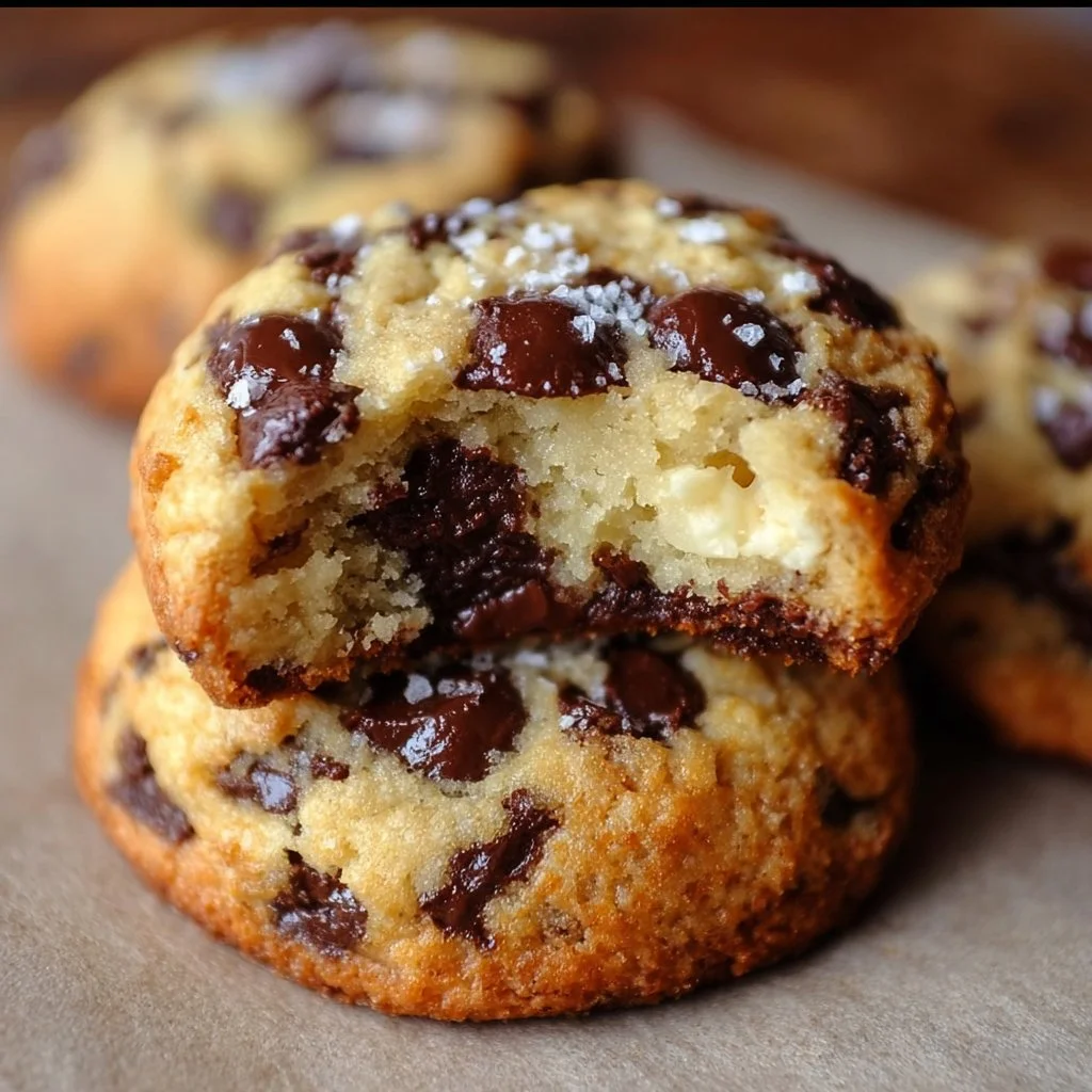 Delicious chocolate chip cheesecake cookies on a plate.