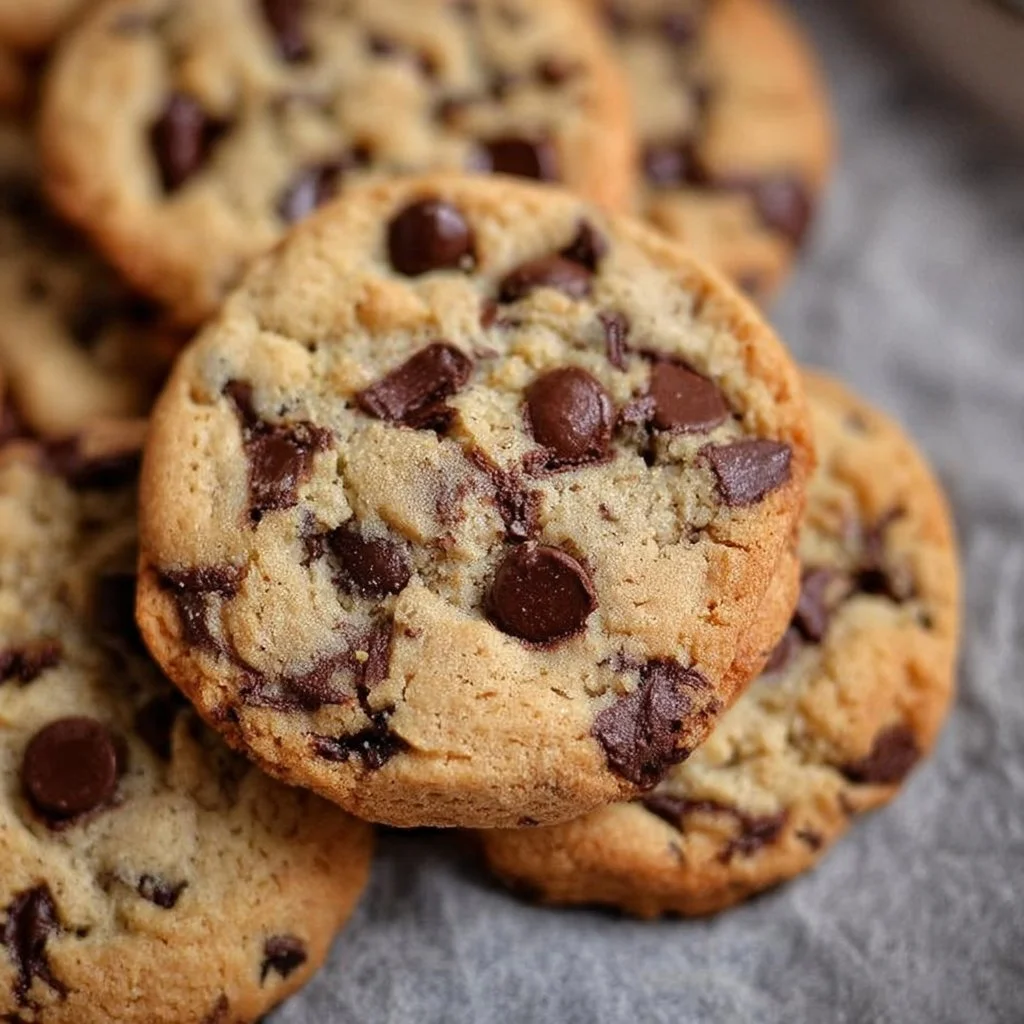Homemade easy chocolate chip cookies on a baking sheet