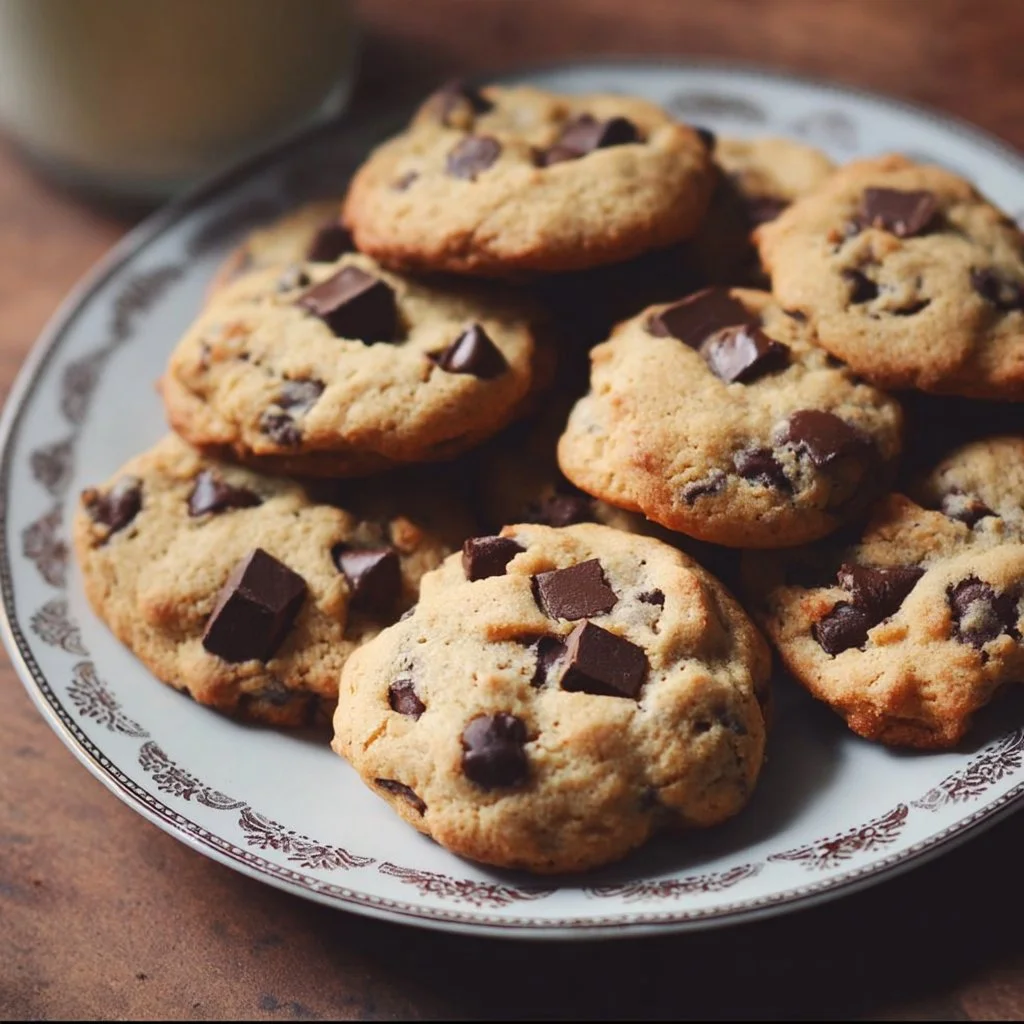 Healthy homemade chocolate chip cookies with nutritious ingredients