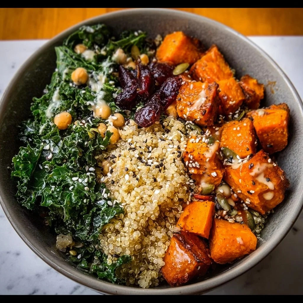 Quinoa Harvest Bowl with Sweet Potato and Kale
