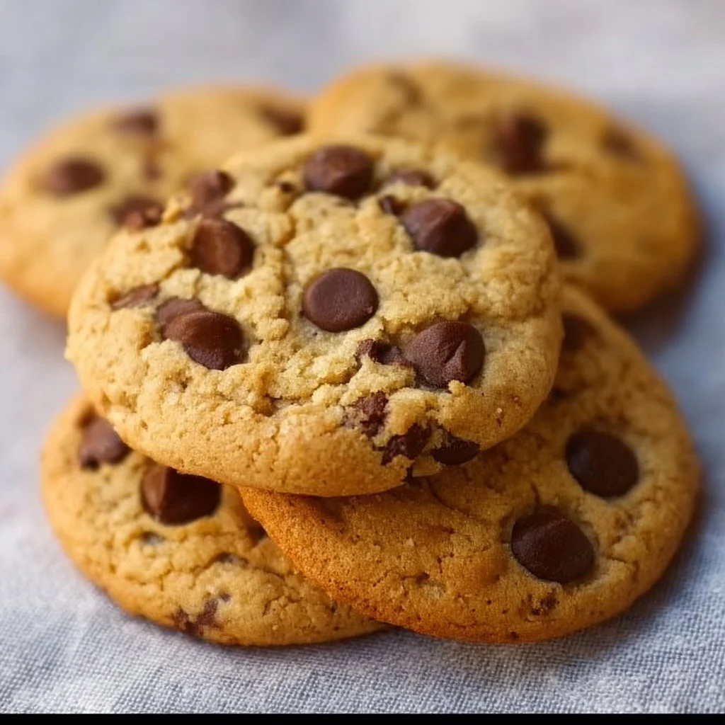 Freshly baked soft and chewy chocolate chip cookies on a plate