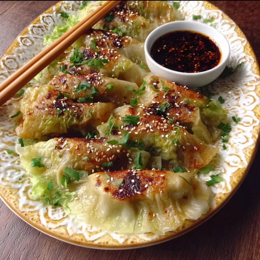 Cabbage Dumplings 1 Plate of homemade cabbage dumplings served with sauce