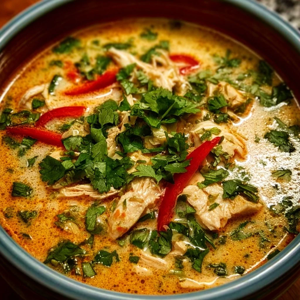 Crockpot Thai Coconut Chicken Soup 1 Crockpot Thai Coconut Chicken Soup with fresh herbs and spices