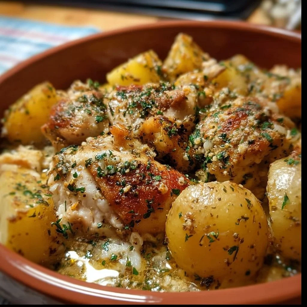 Garlic Parmesan Crockpot Chicken and Potatoes 1 Garlic Parmesan Chicken and Potatoes in a crockpot