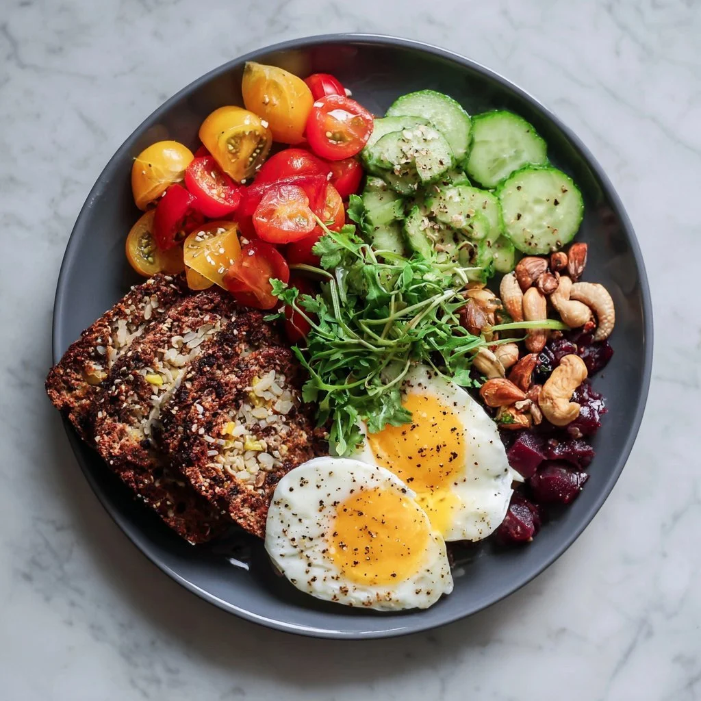 Colorful high protein lunch featuring lean meats, vegetables, and grains.