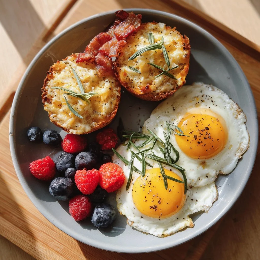 A selection of high protein low calorie breakfast dishes, including eggs and yogurt.