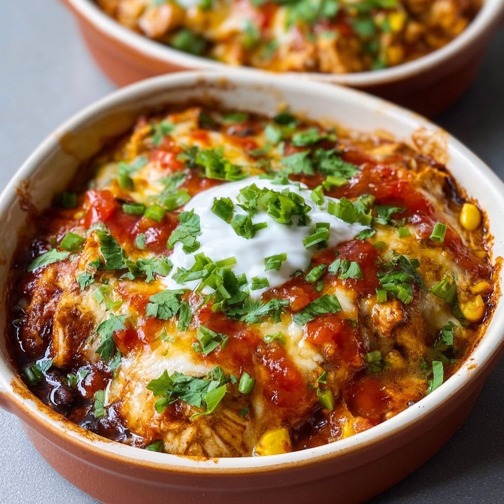 High-Protein Chicken Cottage Cheese Enchilada Bowls