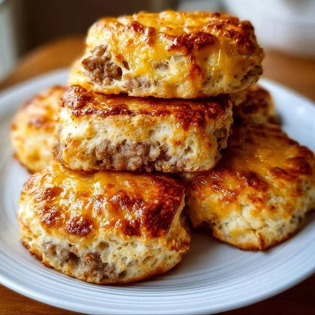 Sausage Cheese Butter Swim Biscuits fresh out of the oven