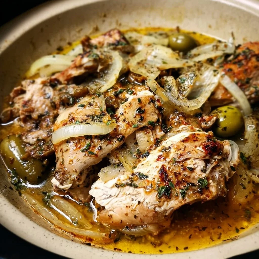 Slow Cooker Greek Chicken dish with herbs and spices