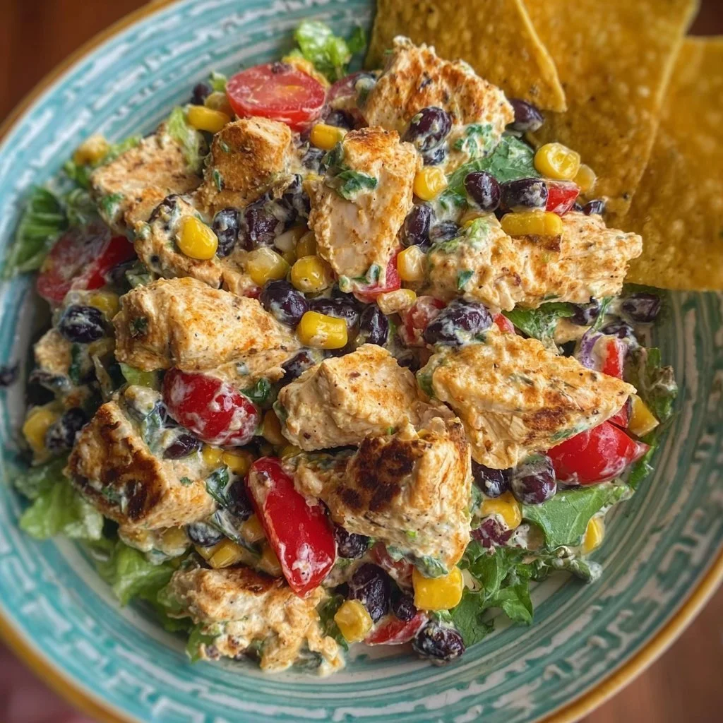 Southwestern Chicken Salad 1 Delicious Southwestern Chicken Salad with vibrant vegetables and grilled chicken.