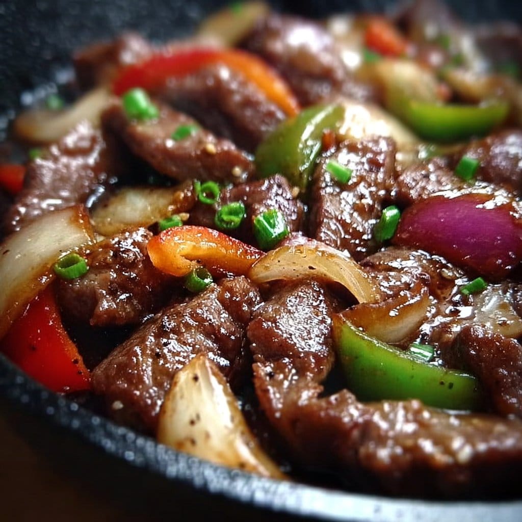 Sizzling Chinese Pepper Steak with Onions
