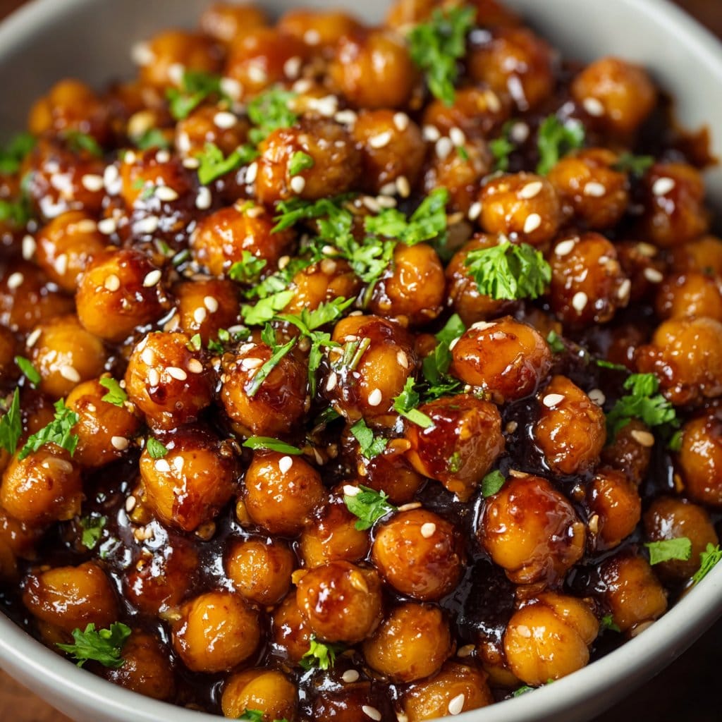 Vegan Sticky Sesame Chickpeas