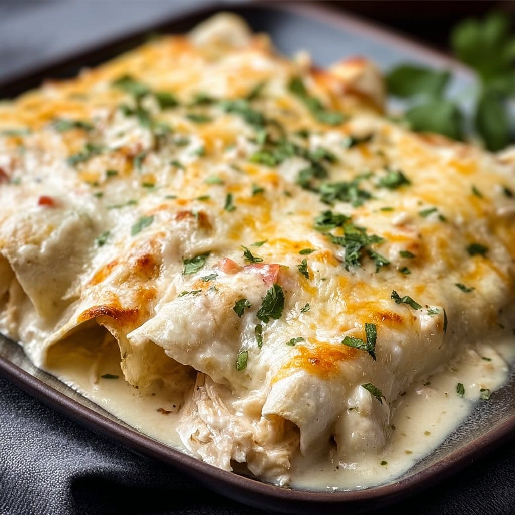 Creamy White Chicken Enchiladas 2 Creamy White Chicken Enchiladas