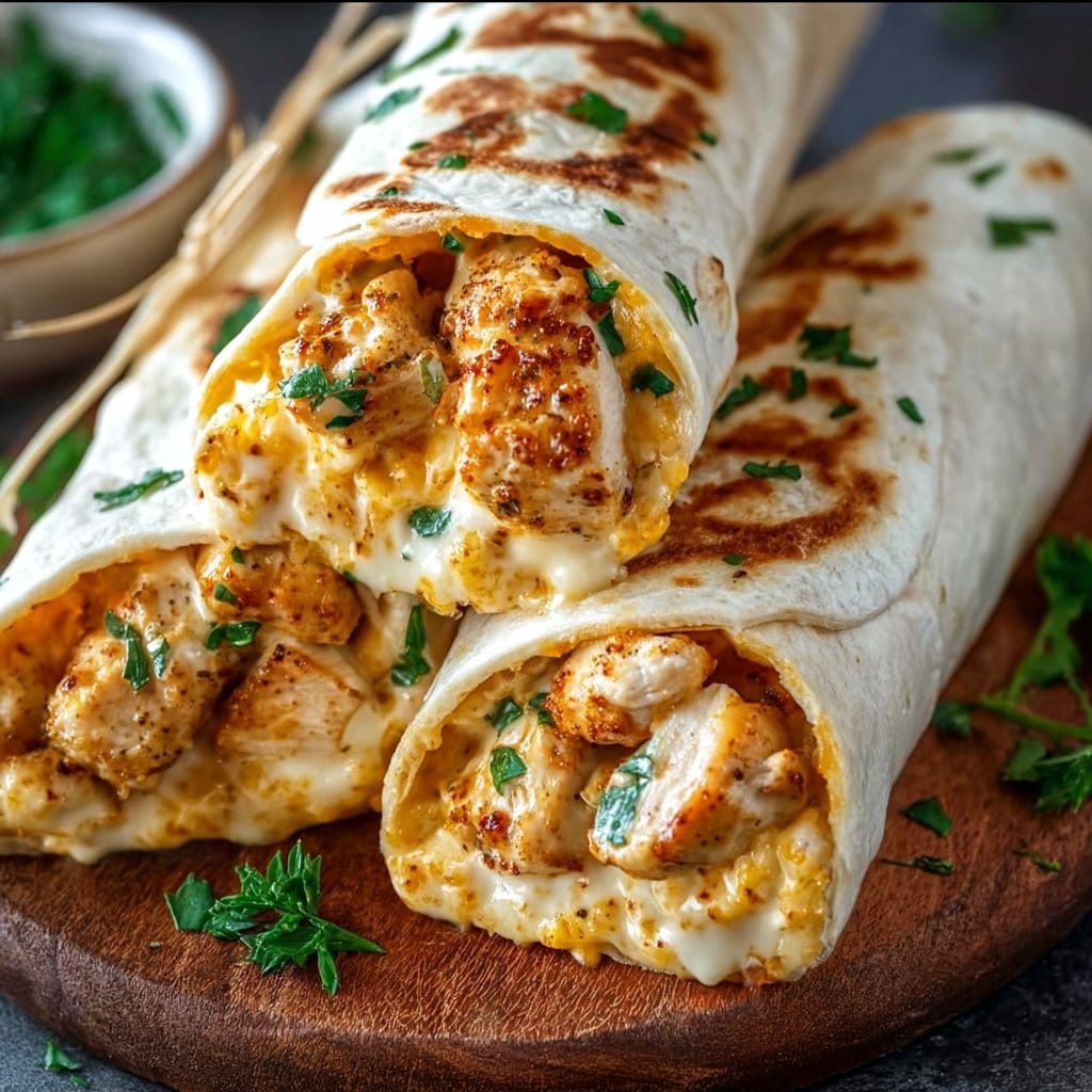 Cheesy Garlic Chicken Wraps