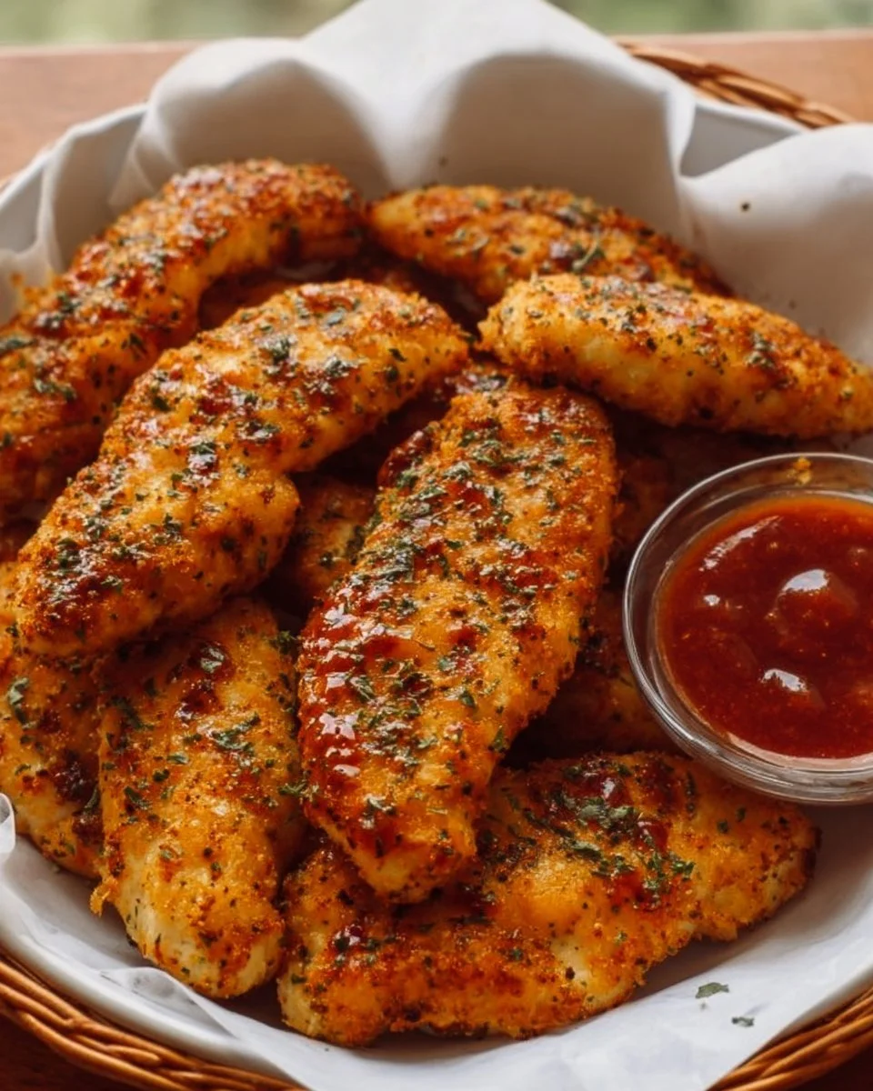 Crispy Air Fryer chicken tenders, low-carb and gluten-free dish.