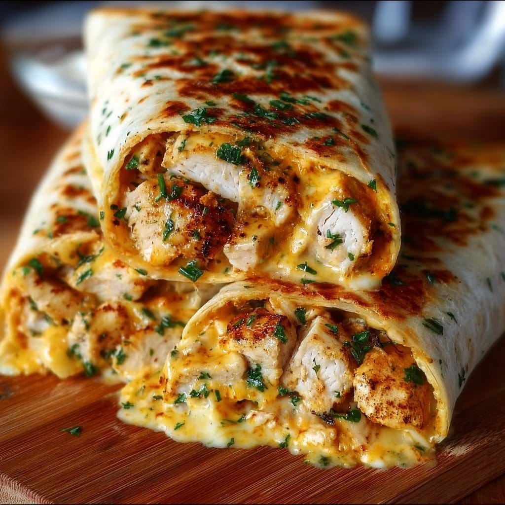 Cheesy Garlic Chicken Wraps 2 Cheesy Garlic Chicken Wraps