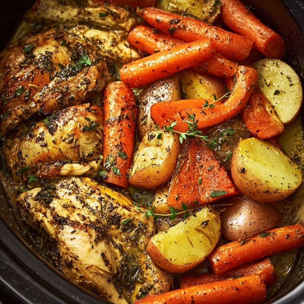 Slow Cooker Garlic Butter Chicken and Veggies