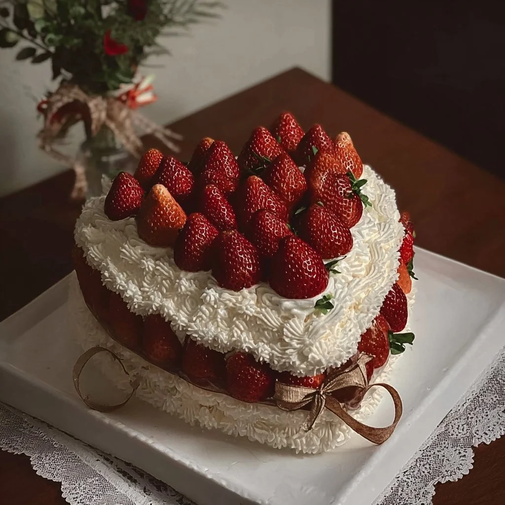 Delicious Coquette Cake topped with fresh strawberries, perfect for desserts