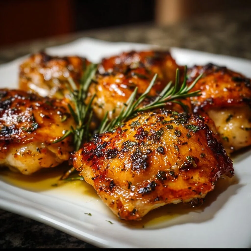 Easy Baked Chicken Thighs 1 Easy baked chicken thighs seasoned to perfection and ready to serve.