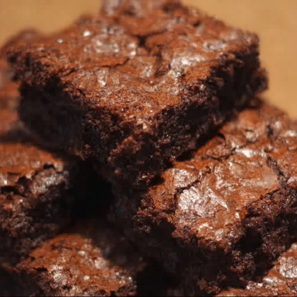 Easy Brownies 1 Deliciously easy brownies on a plate, perfect for dessert lovers.