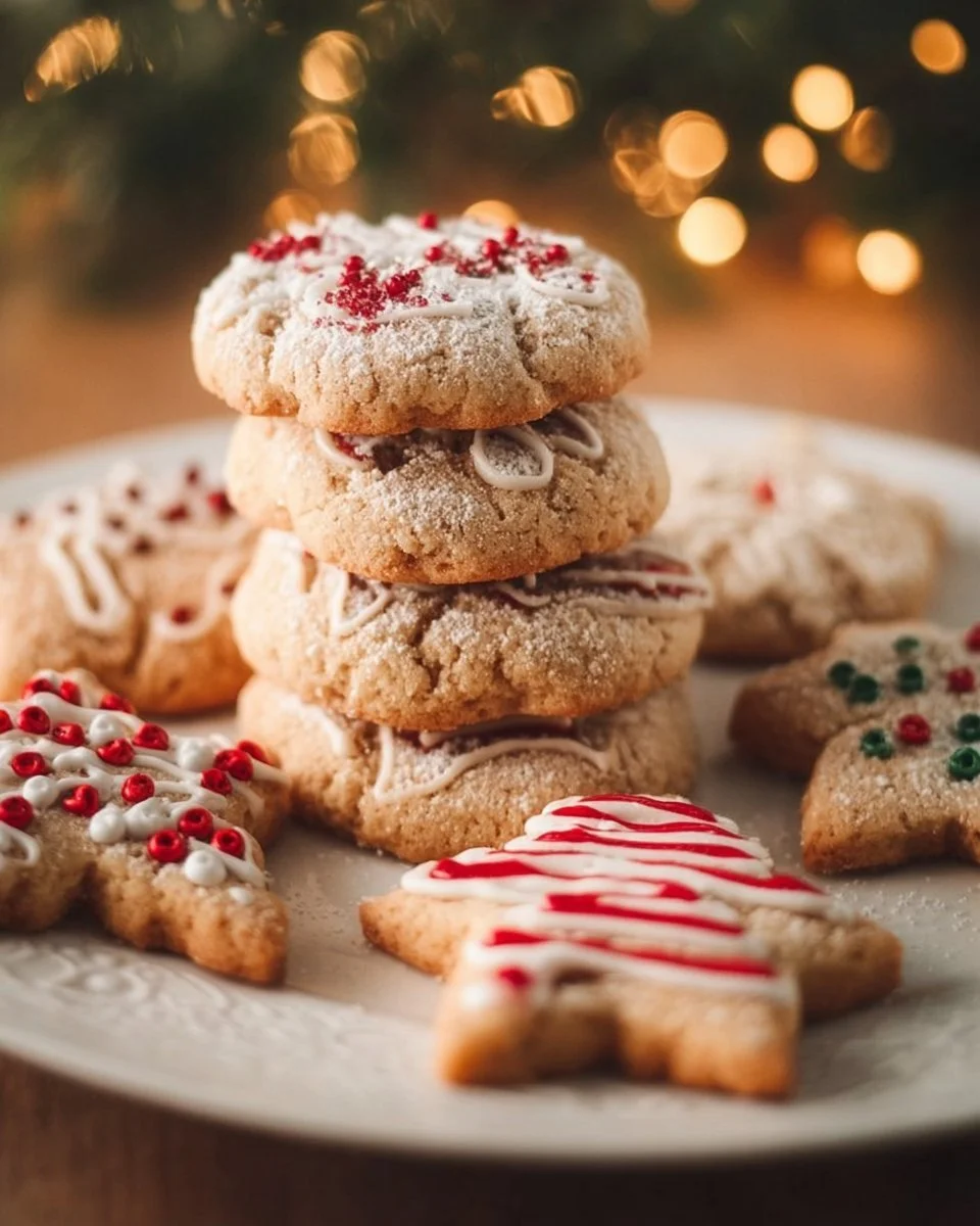 Easy Gluten-Free Christmas Cookies 1 Easy gluten-free Christmas cookies on a festive plate