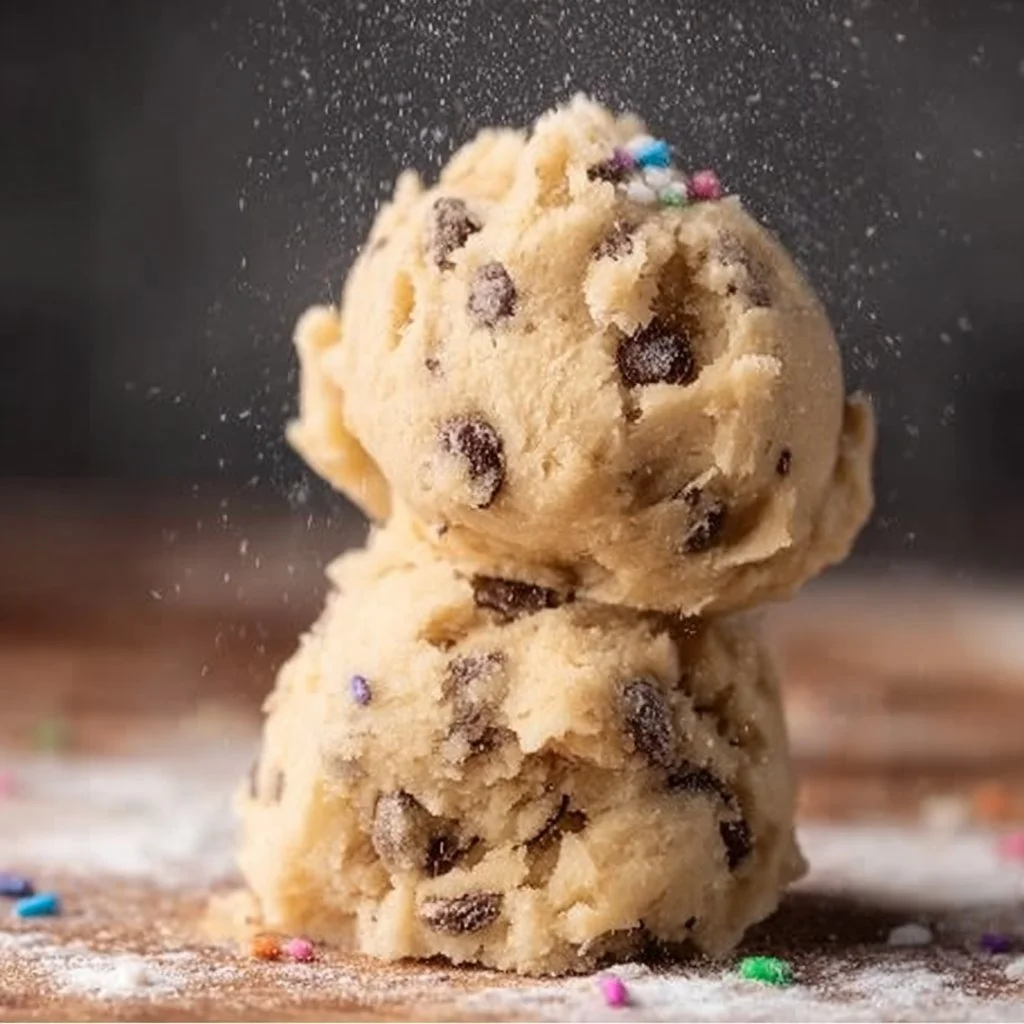 Edible Chocolate Chip Cookie Dough 1 Bowl of edible chocolate chip cookie dough with chocolate chips on top