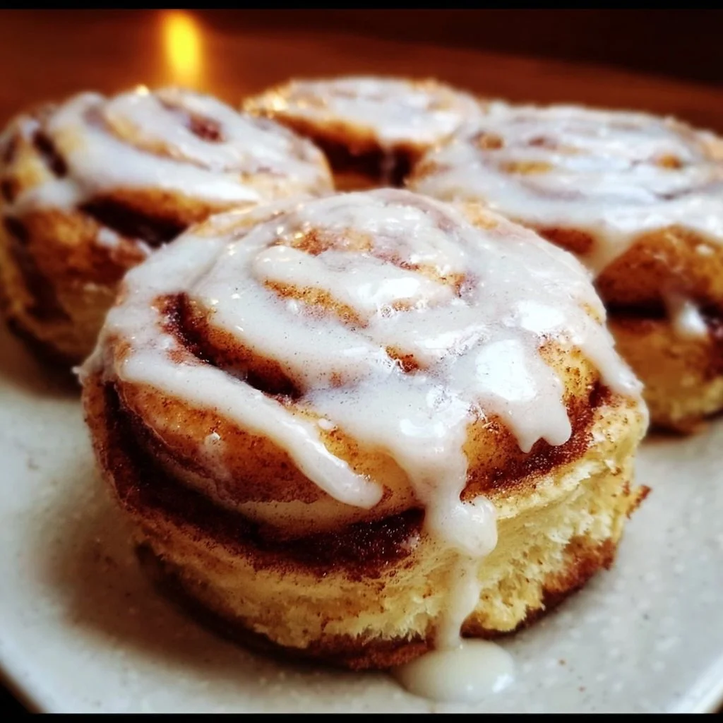 Freshly baked gluten-free cinnamon rolls topped with creamy icing