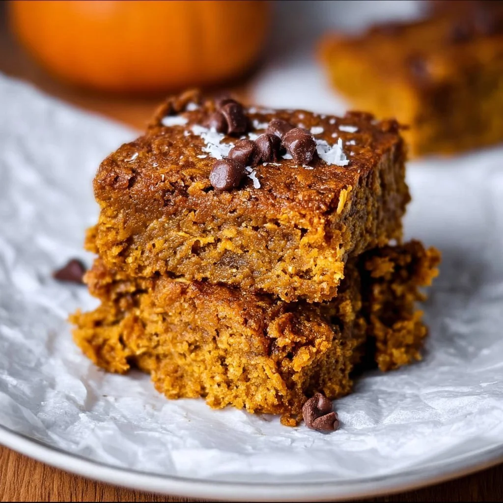 Delicious healthy pumpkin oatmeal bars made with natural ingredients