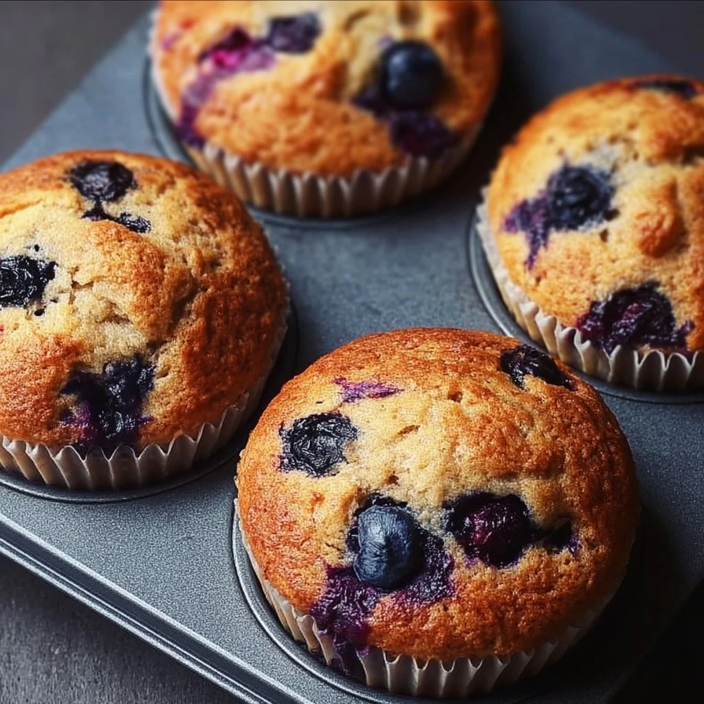 Hearty Blueberry Protein Muffins 1 Hearty blueberry protein muffins fresh out of the oven, healthy and delicious snack.