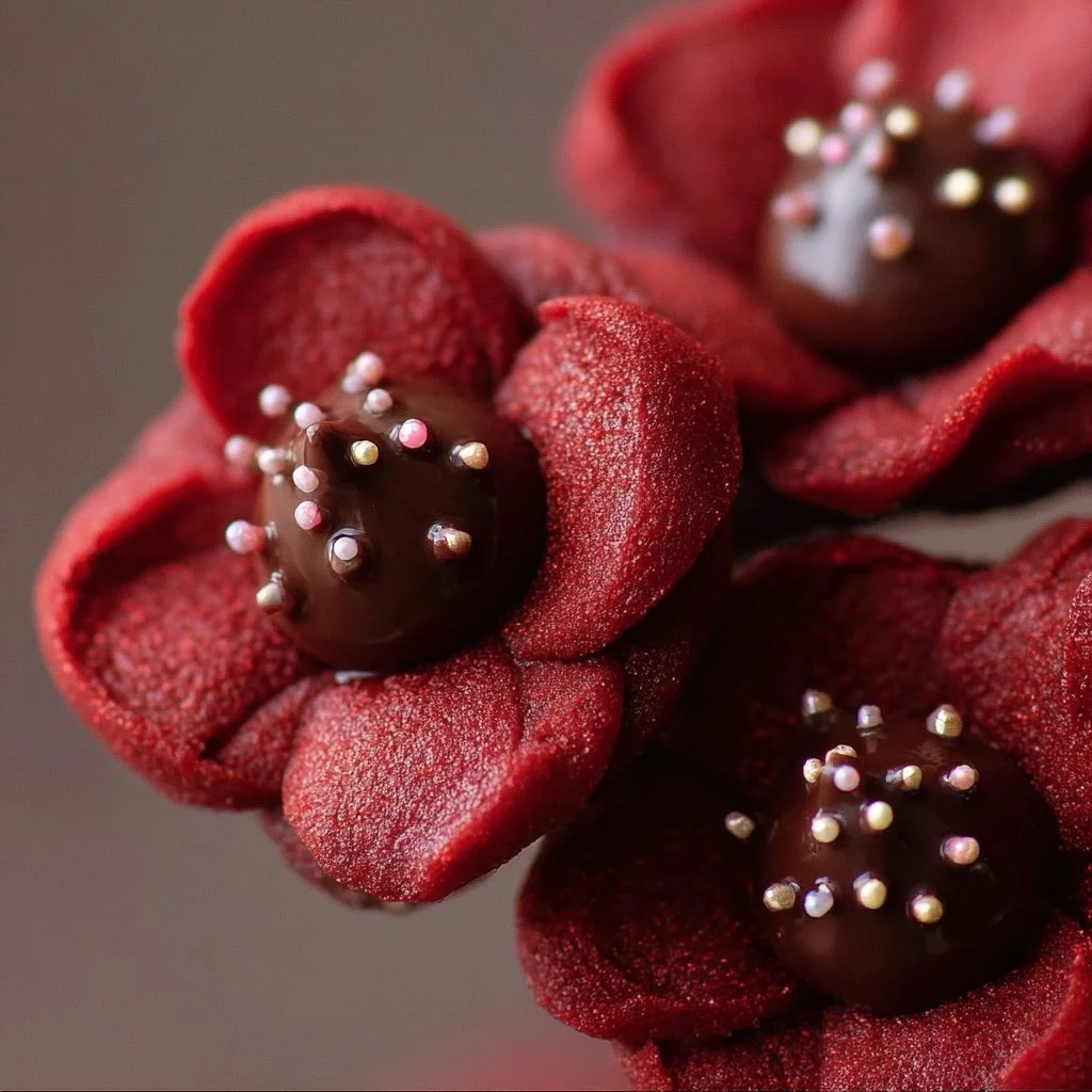 Hershey's Red Velvet Blossoms cookies with cream cheese frosting