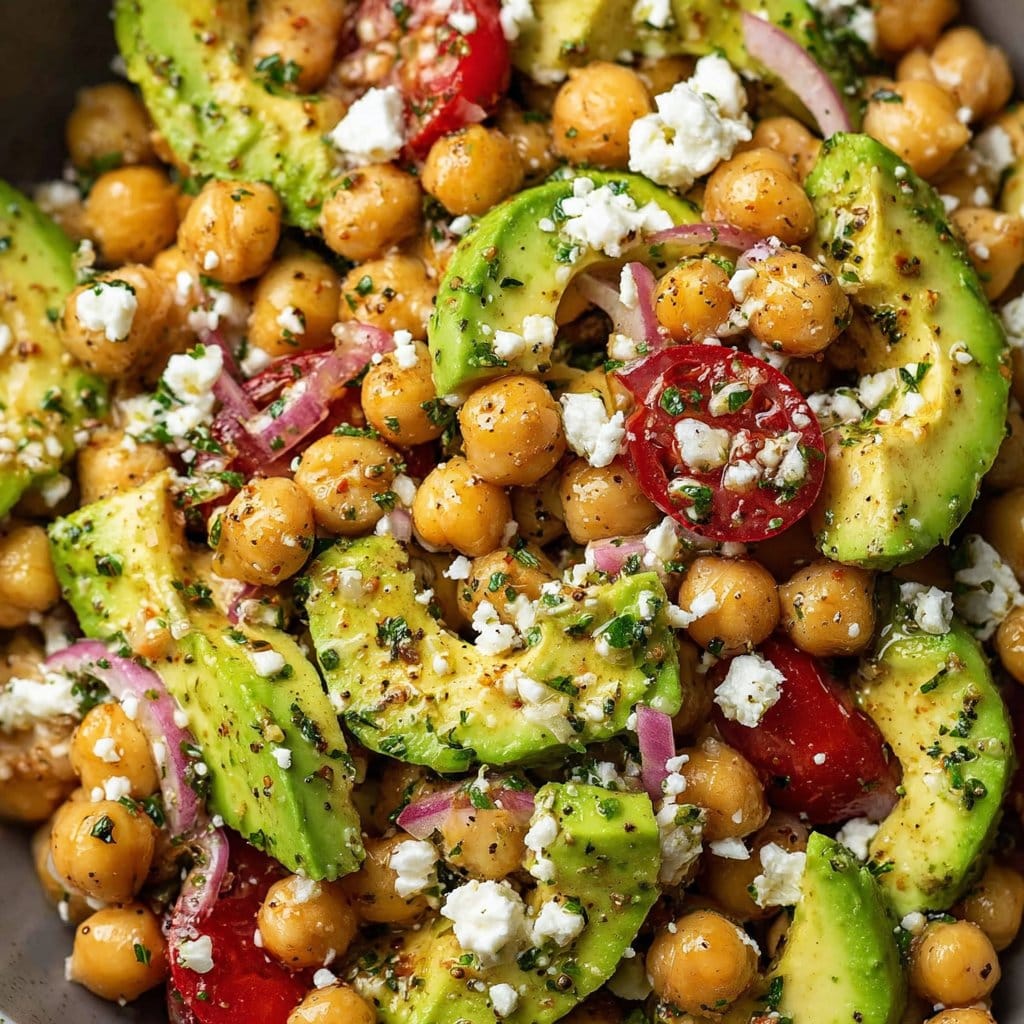 Chickpea Feta Avocado Salad