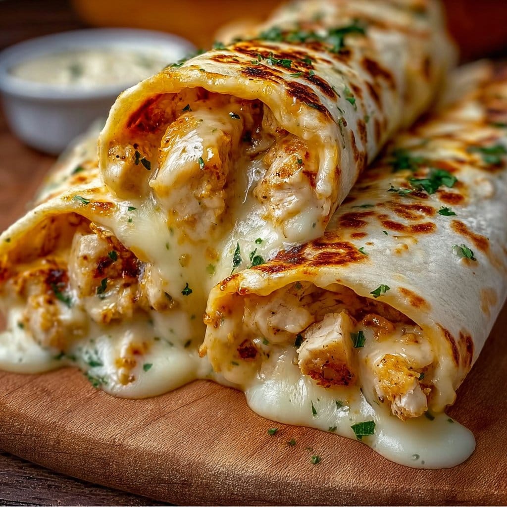 Cheesy Garlic Chicken Wraps 2 Cheesy Garlic Chicken Wraps