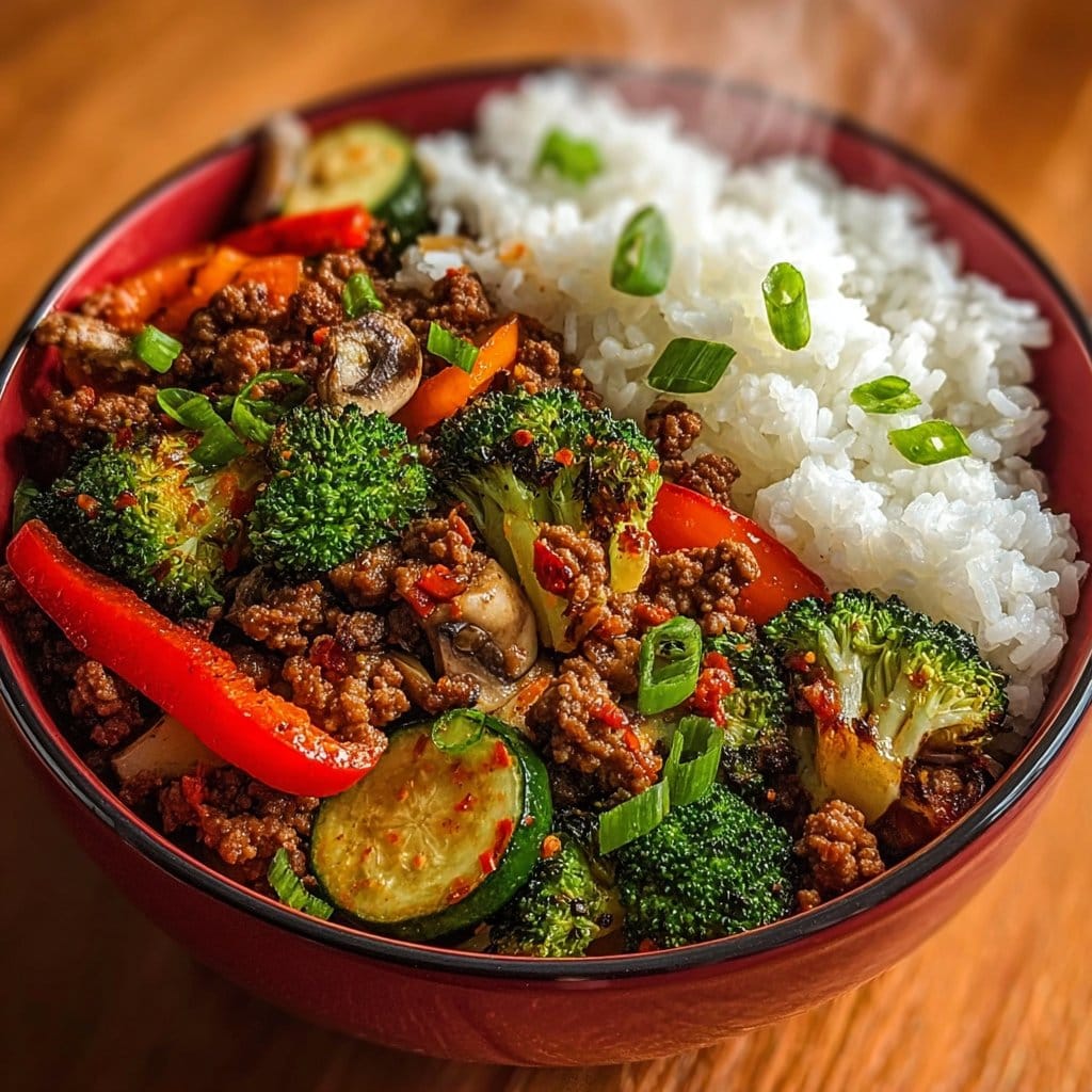 Spicy Ground Beef Stir-Fry Bowl