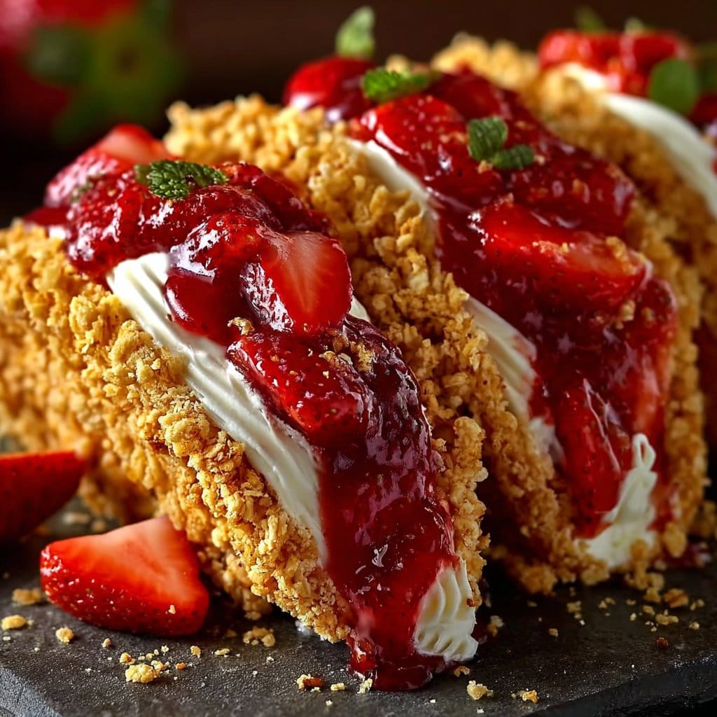 Strawberry Crunch Cheesecake Tacos
