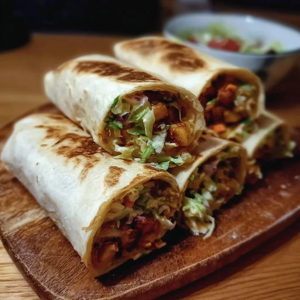 Delicious plant-based burrito filled with fresh ingredients and vibrant colors