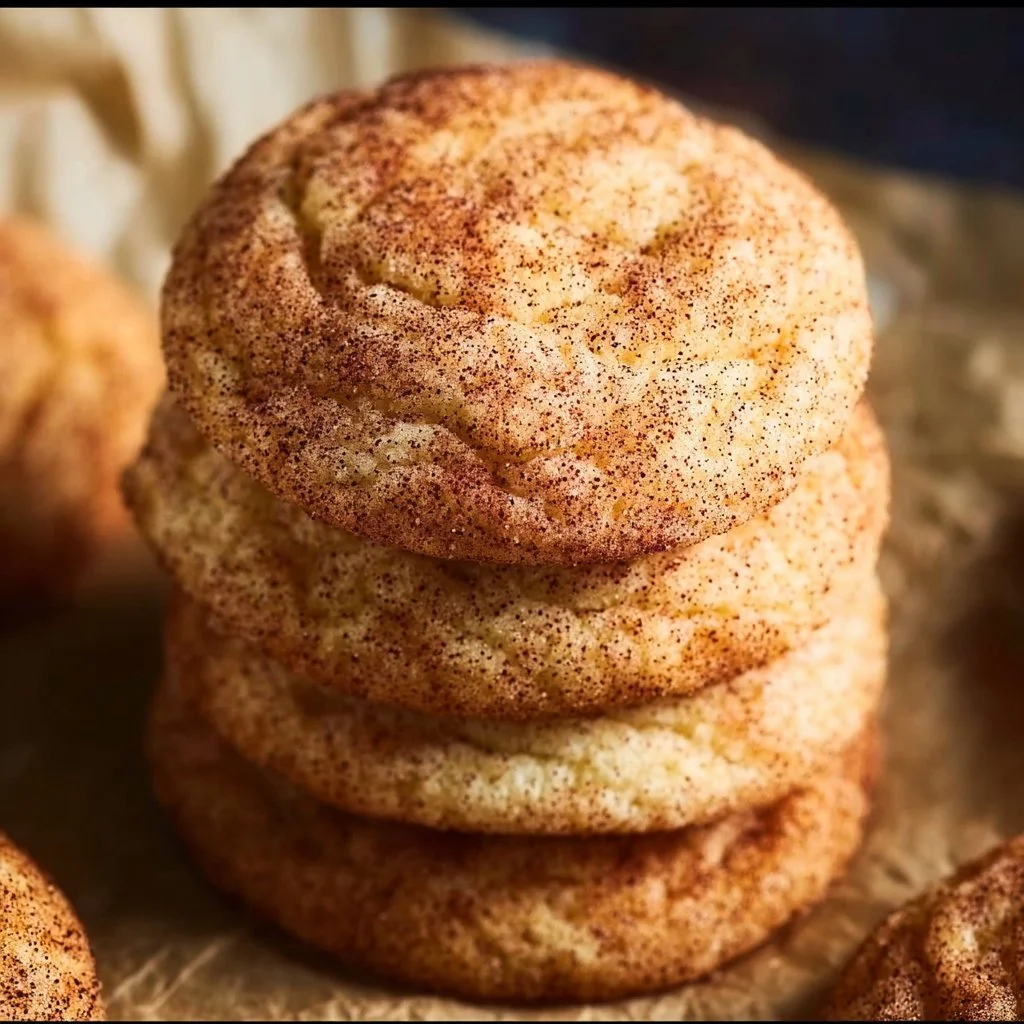Freshly baked Snickerdoodle Cookies with cinnamon-sugar topping