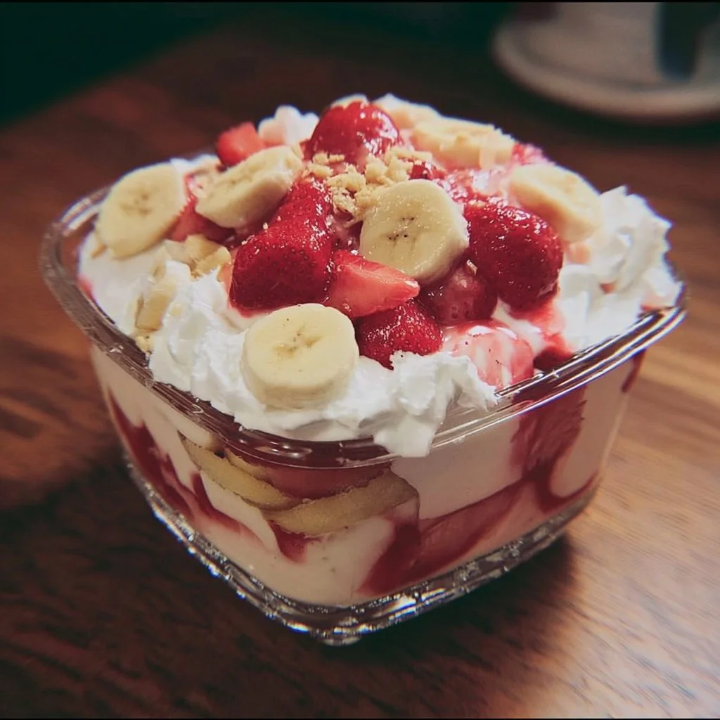 Strawberry Banana Pudding Dream 1 Delicious Strawberry Banana Pudding dessert in a glass