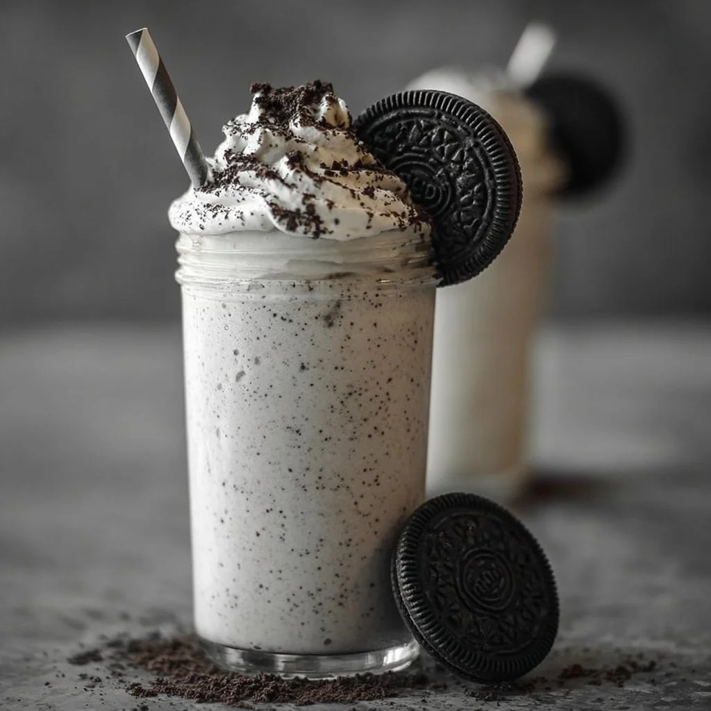 The Ultimate Oreo Milkshake Experience 1 Delicious Oreo milkshake topped with whipped cream and crushed Oreos