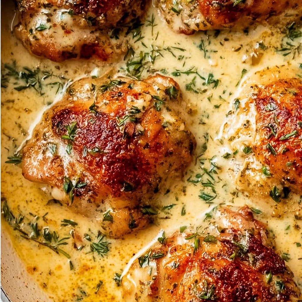 Creamy Oven Baked Chicken Thighs