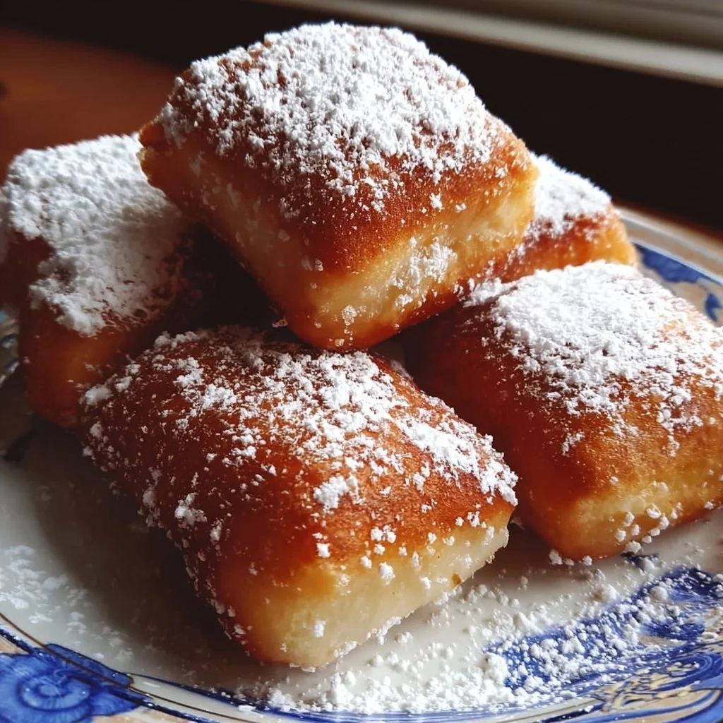 Delicious Vanilla French Beignets dusted with powdered sugar