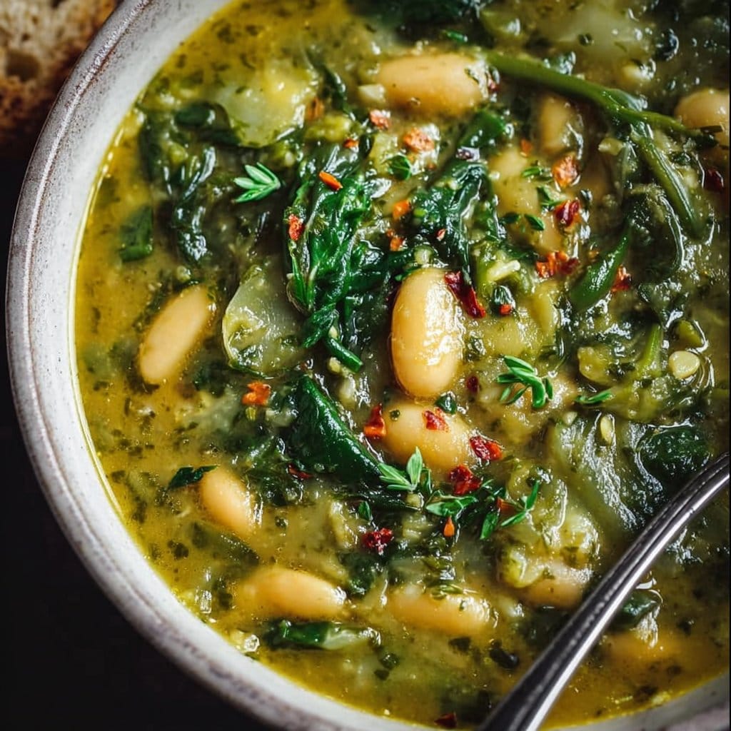 Spinach, Lentil, and Butter Bean Soup