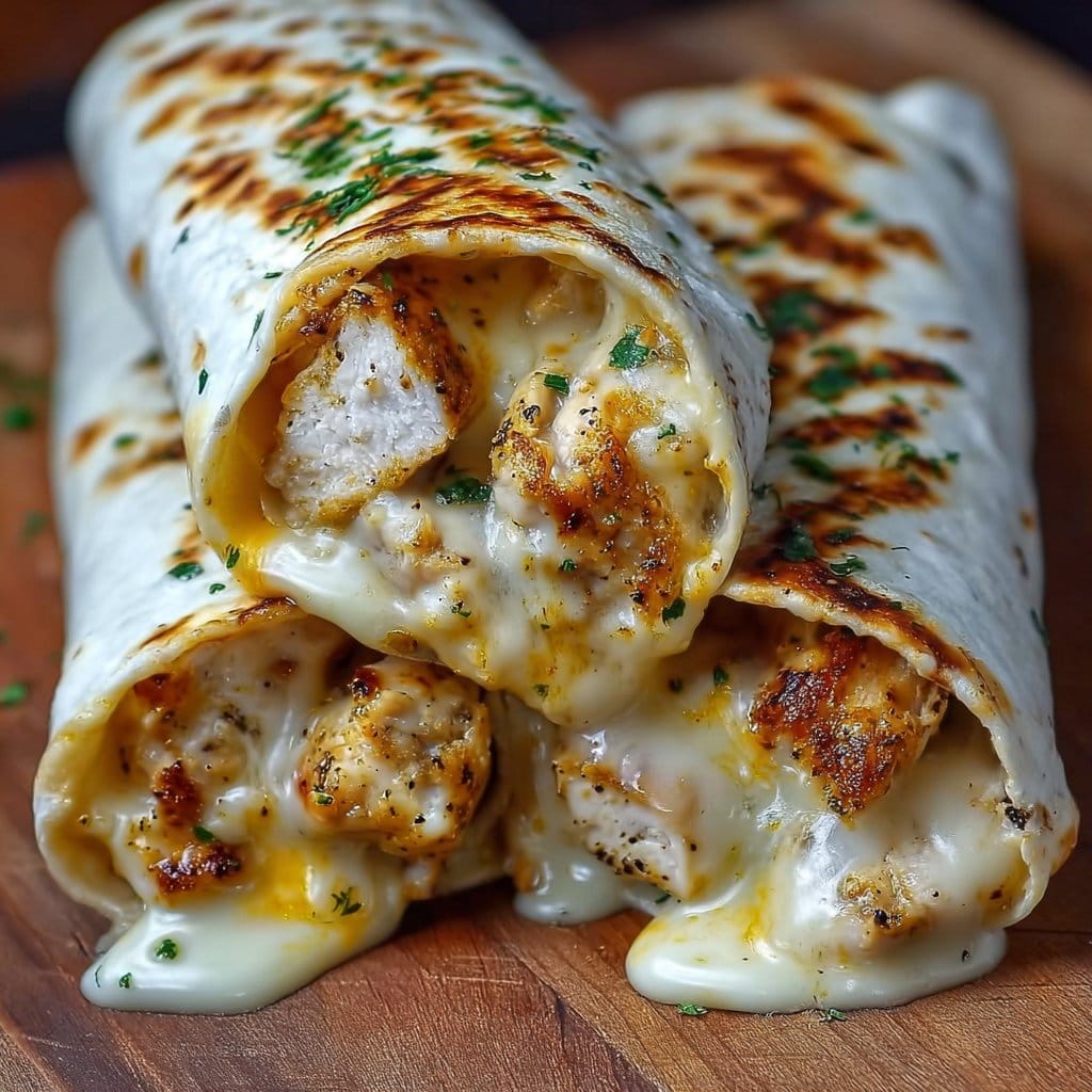 Cheesy Garlic Chicken Wraps