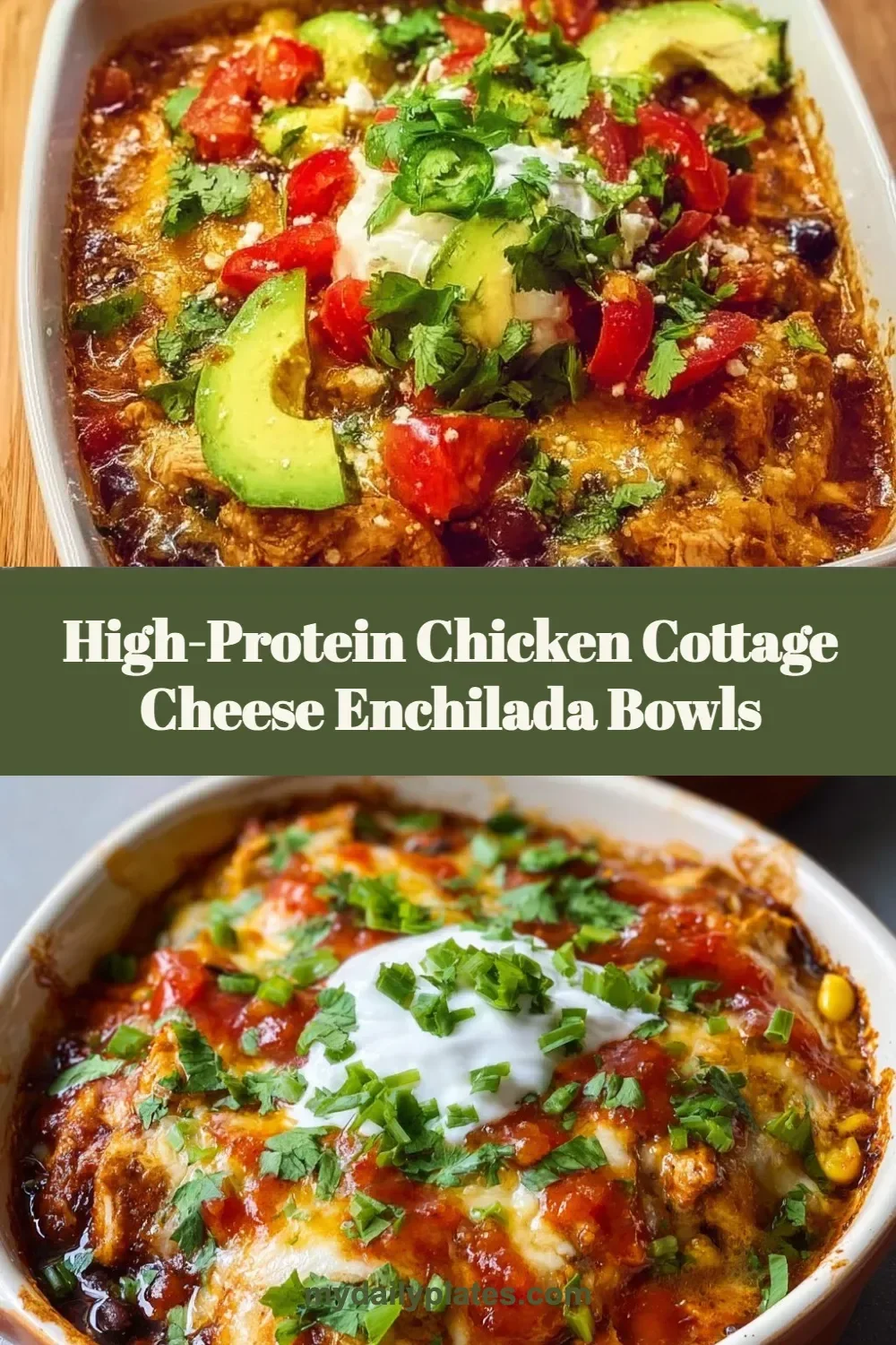 High-Protein Chicken Cottage Cheese Enchilada Bowls